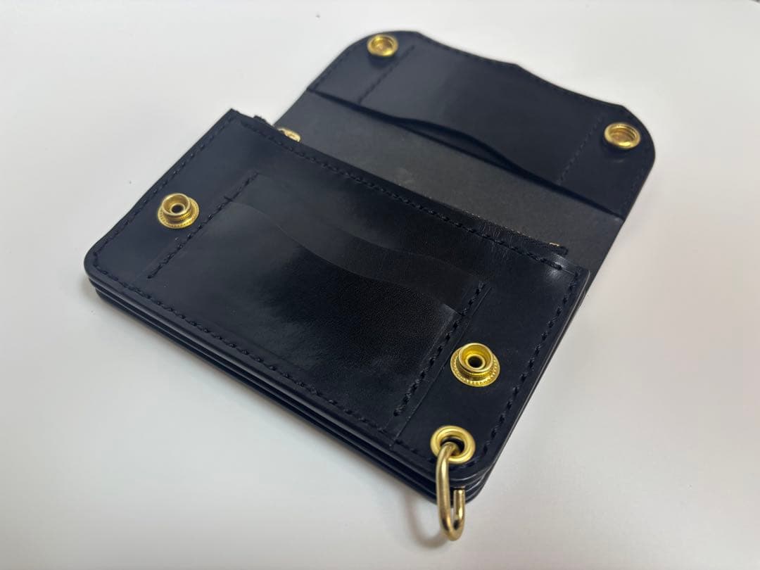 黒　栃木サドル　トラッカーウォレット【タイプＡ2】三層　真鍮クロスボールコンチョ