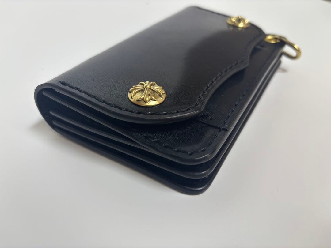 黒　栃木サドル　トラッカーウォレット【タイプＡ2】三層　真鍮クロスボールコンチョ