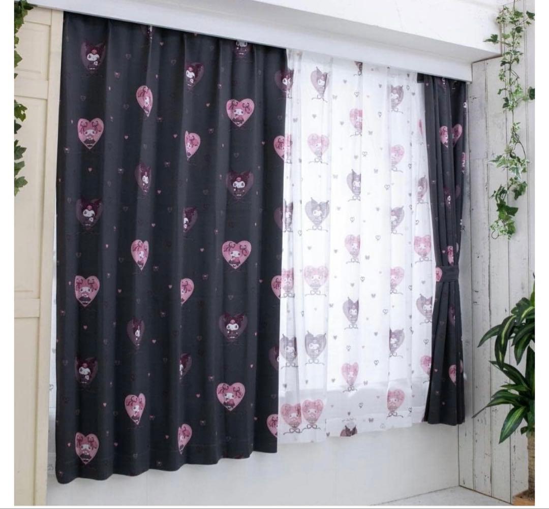 クロミ マイメロ真夜中のメロク口 2級 遮光 熱 カーテン レース 4枚セット