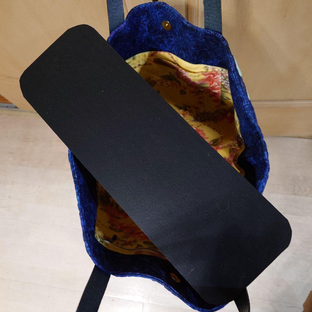 ハワイアンキルト　ティアレタヒチ柄　ネイビー　ハンドメイド　トートバッグ