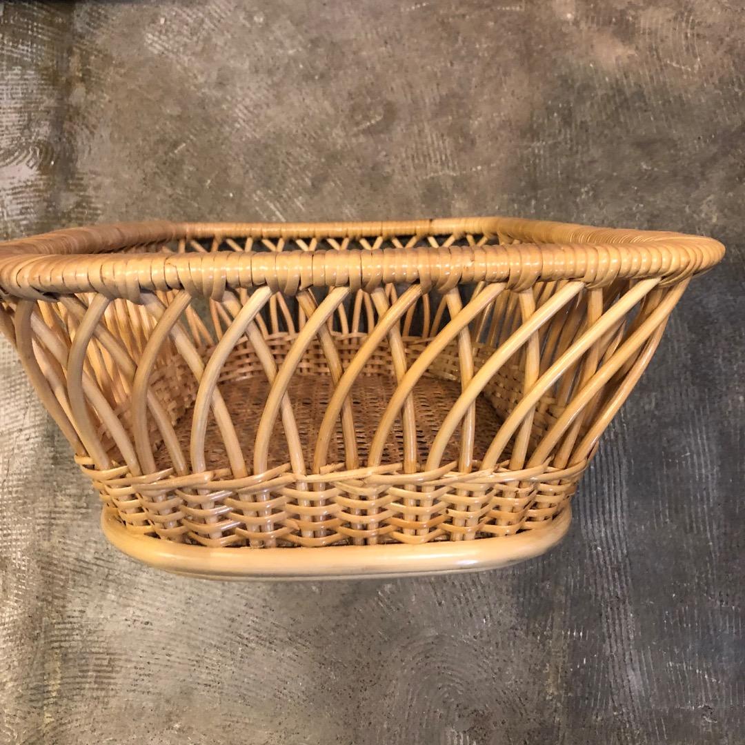 ラタンバスケット　　籠　カゴ　四角　フリーバスケット　ランドエリーバスケット