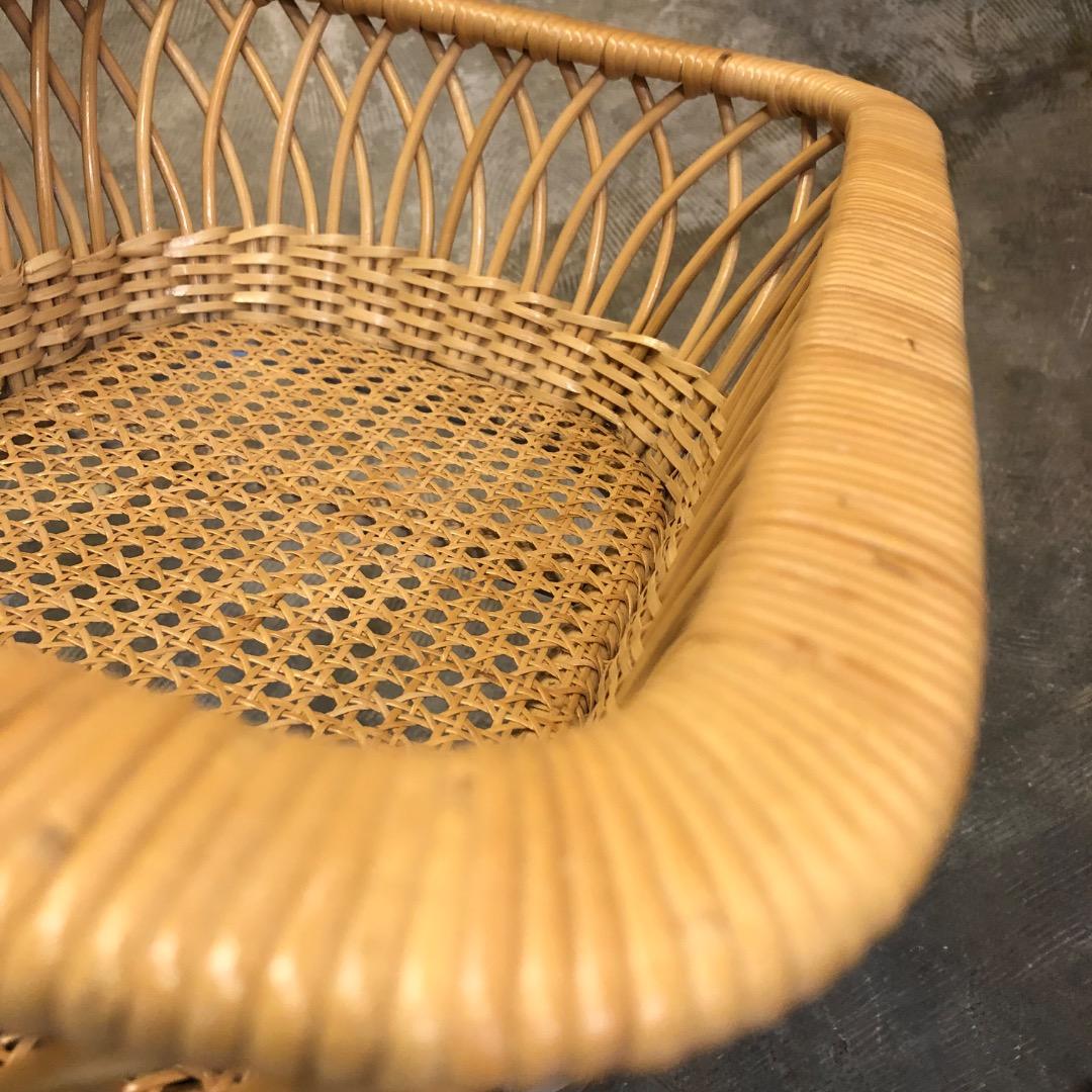 ラタンバスケット　　籠　カゴ　四角　フリーバスケット　ランドエリーバスケット