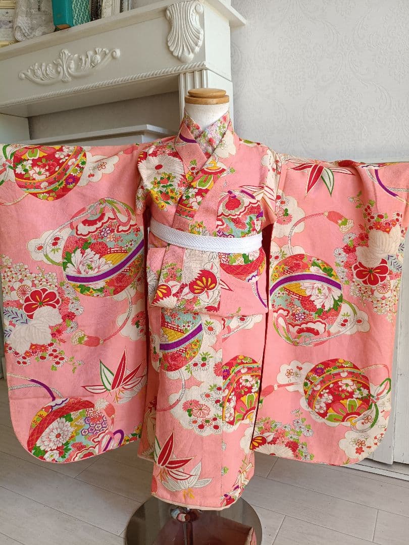 アンティークくすみピンクの着物単品