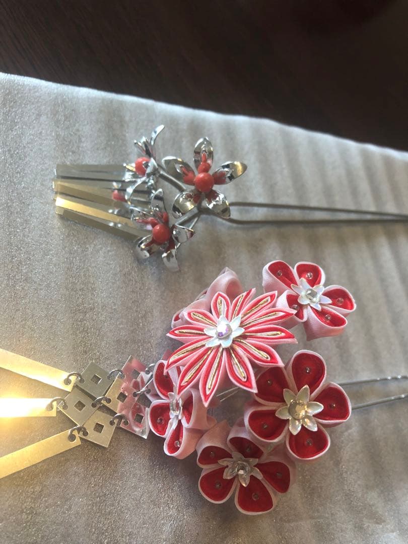 【7点セット！】アンティーク　七五三 かんざし・扇子・はこせこセット　骨董　昭和