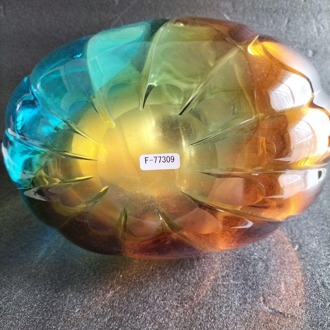 青森伝統工芸品 津軽びいどろ花瓶 光と海と大地 秋色三重奏(中