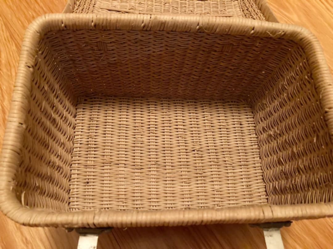 アンティークラタンバスケット　カゴバッグ　古道具
