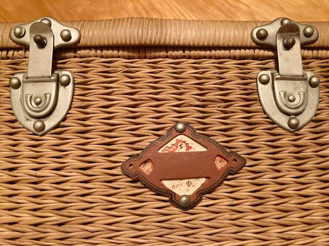 アンティークラタンバスケット　カゴバッグ　古道具