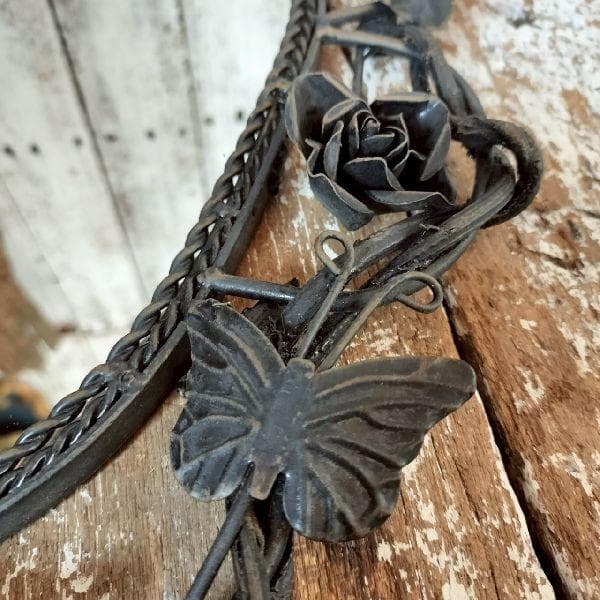 70-80sヴィンテージ アイアン アイビー フレーム ウォールミラー 壁掛け鏡