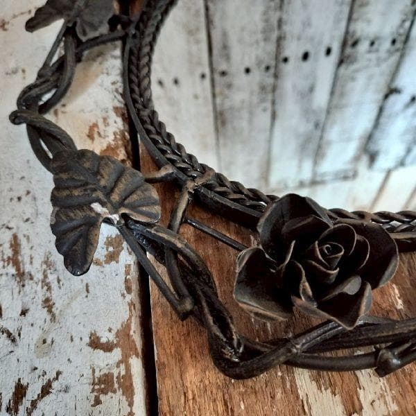 70-80sヴィンテージ アイアン アイビー フレーム ウォールミラー 壁掛け鏡