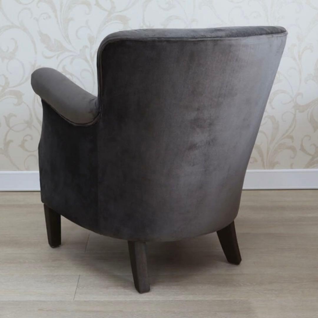 【 BLANC D'IVOIRE 】アームチェアCLAUDEベルベットグレー