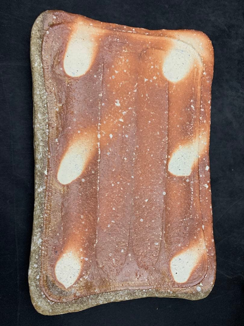 高橋春斎　信楽焼　長方皿　栞共箱　懐石料理料亭皿