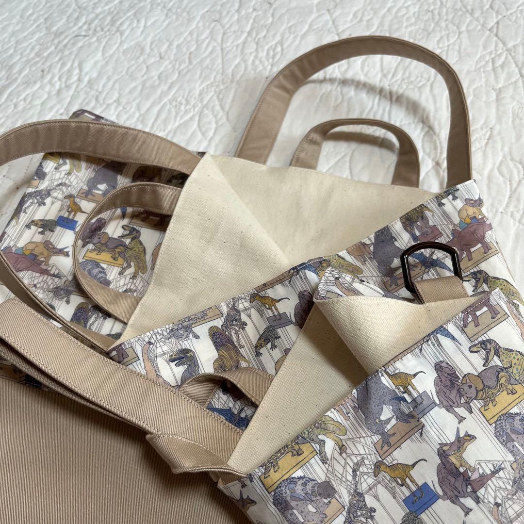 絵本袋　体操服入れ　上靴入れ　3点　リバティ　クラウスロアーズアンドダイナソーズ