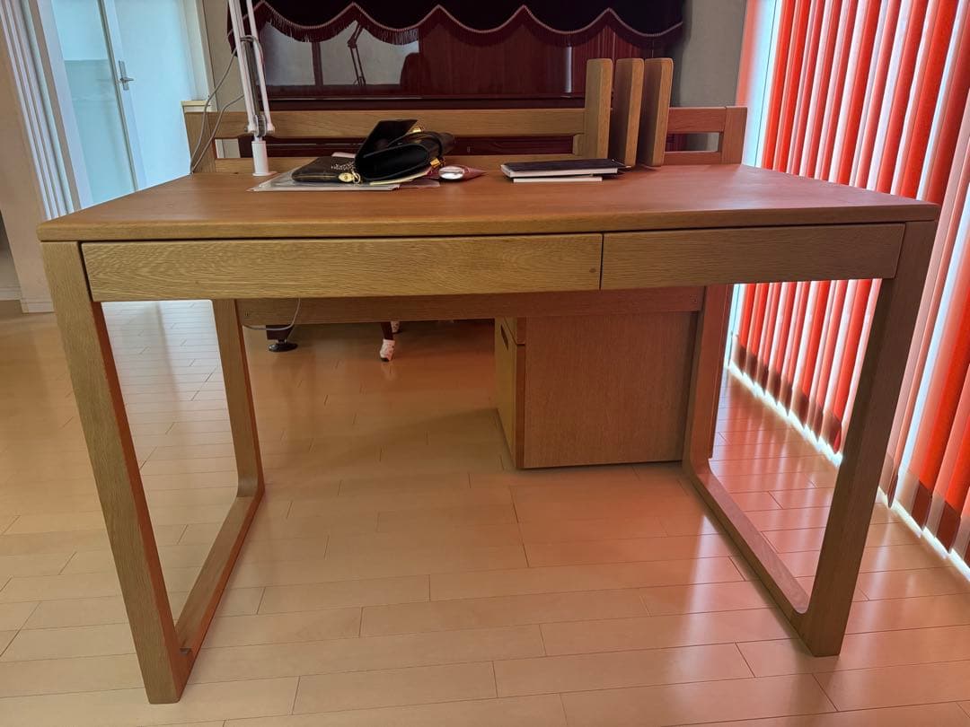 浜本工芸木製 二点セットデスク 引き出し付き もう一点送料の為、別つ販売