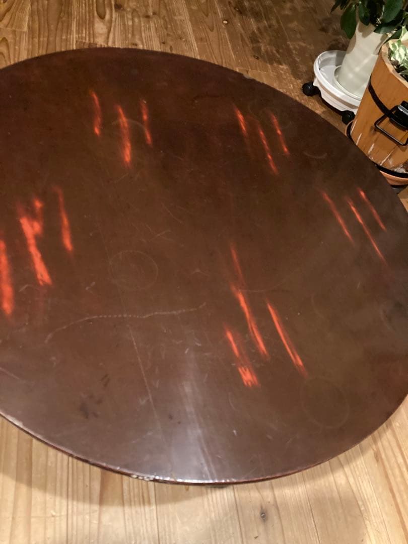 昭和レトロ　折畳丸ちゃぶ台　古い木製丸ローテーブル③