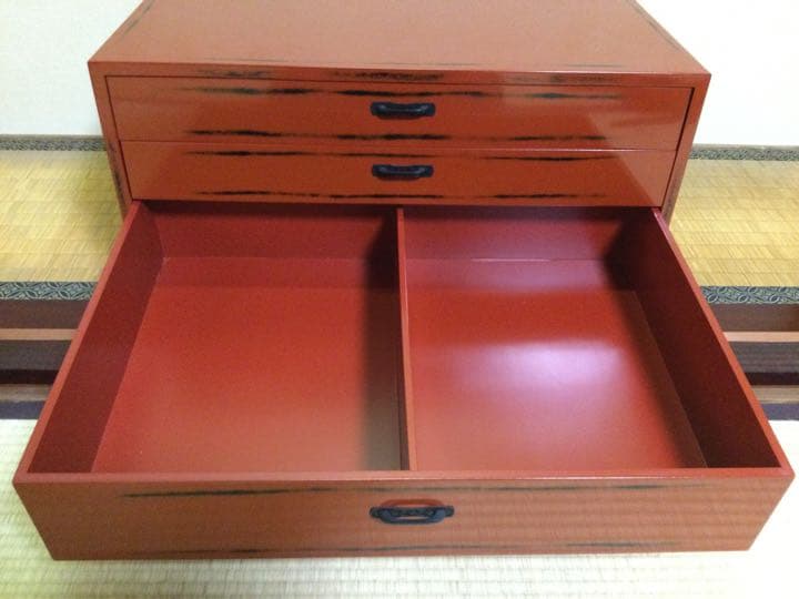 和歌山 紀州塗 根来塗箪笥 うるし塗装 中質繊維板 M