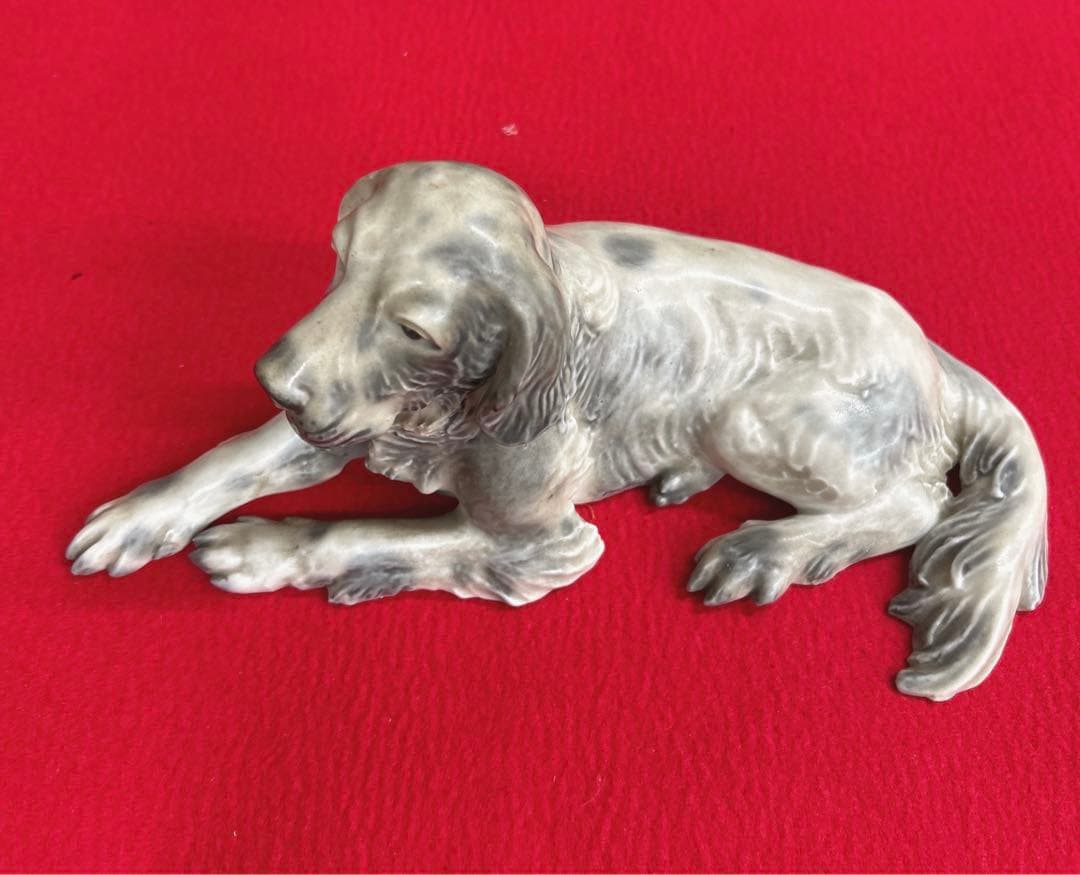 一枝庵　林沐雨　沐雨作　陶器　置物　犬　イングリッシュセッター　インテリア