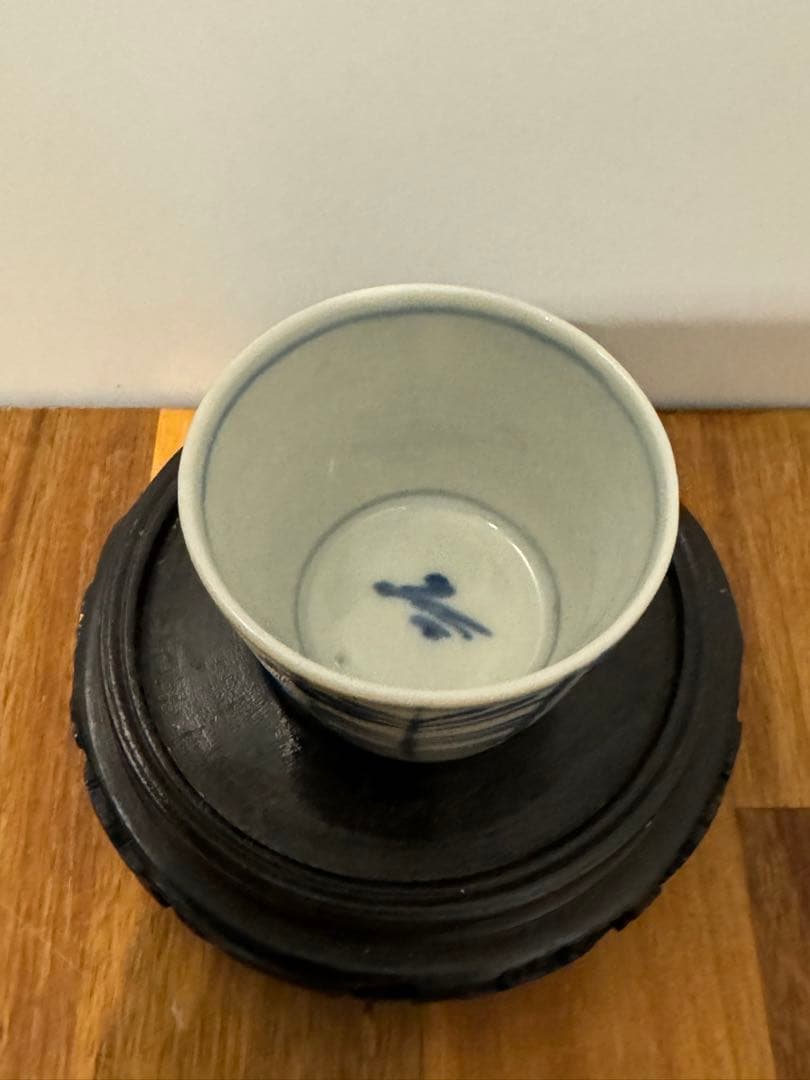 フローブルー　幕末期　古伊万里　染付　松葉矢羽　水漏れ無し