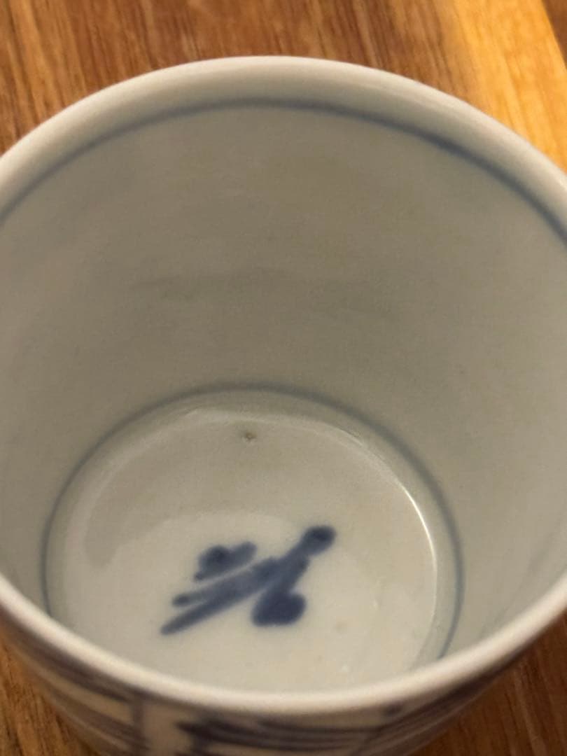 フローブルー　幕末期　古伊万里　染付　松葉矢羽　水漏れ無し