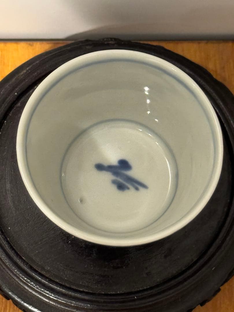 フローブルー　幕末期　古伊万里　染付　松葉矢羽　水漏れ無し