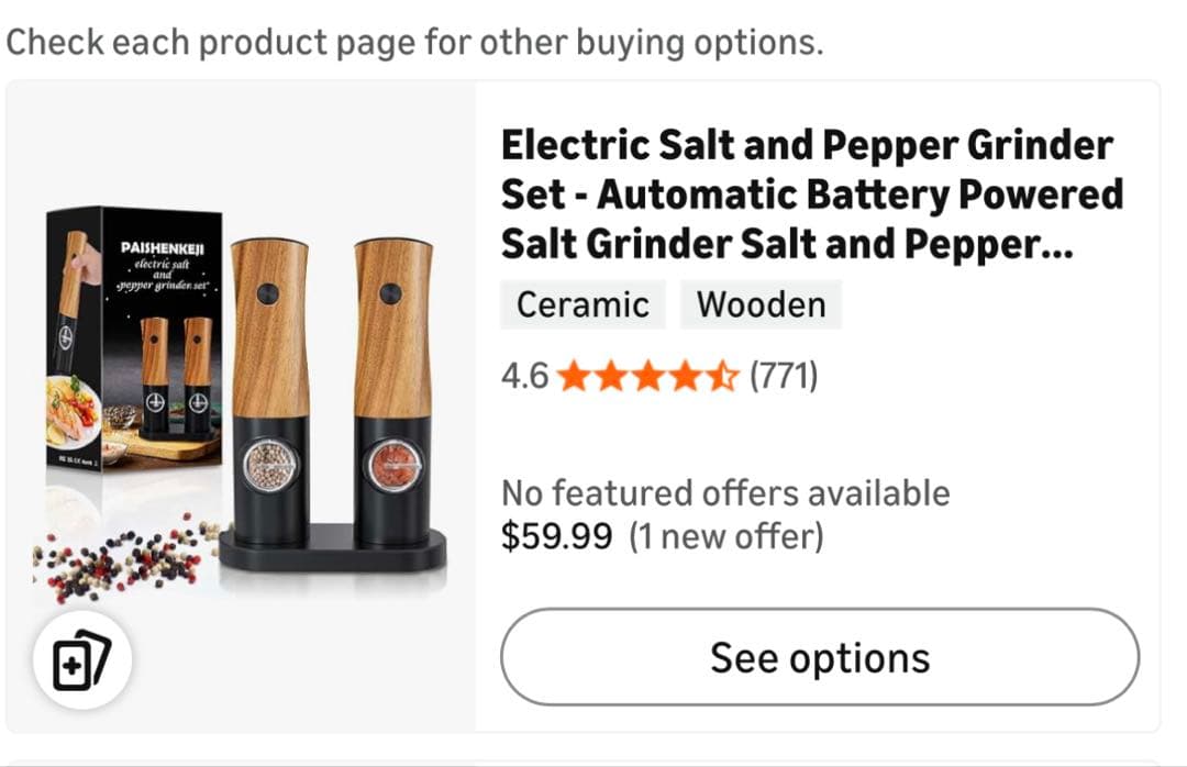 電動塩・胡椒グラインダーセット