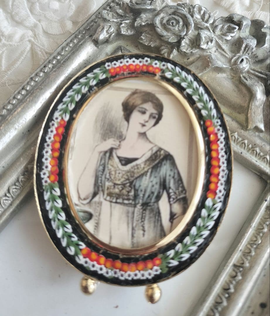 ITALY製 マイクロモザイク フォトフレーム 写真たて オーバルと他3点