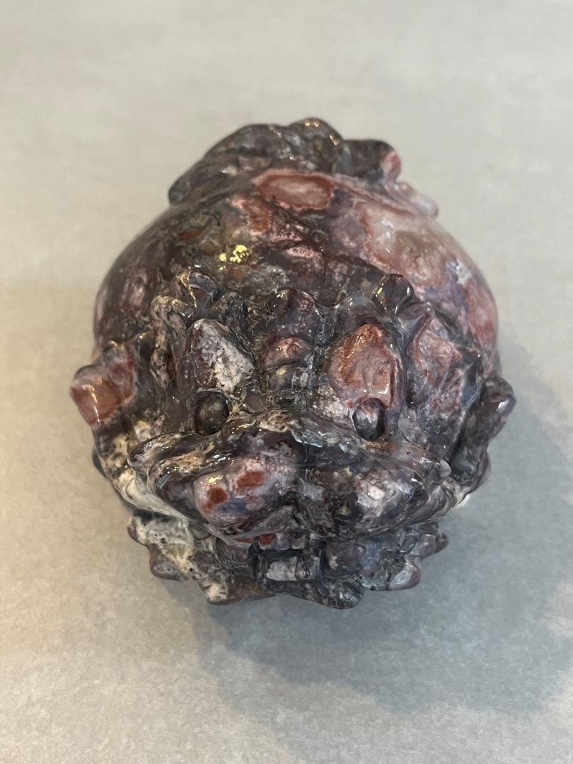 花瑪瑙（赤紫）　龍亀（ロングイ）置物