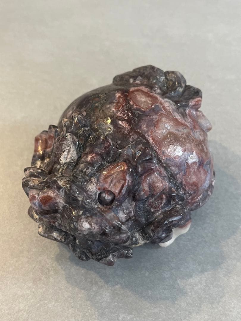 花瑪瑙（赤紫）　龍亀（ロングイ）置物