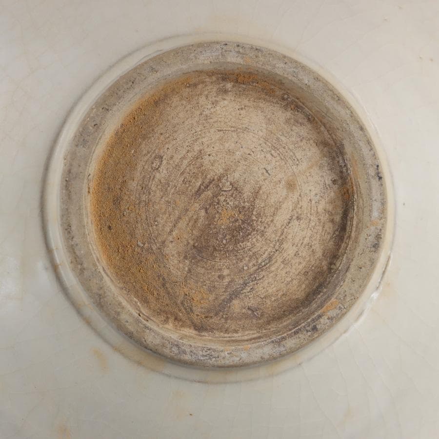 Y2396-1 中国 宋時代 人物図 波型皿 直径23㎝ 箱付き　せ