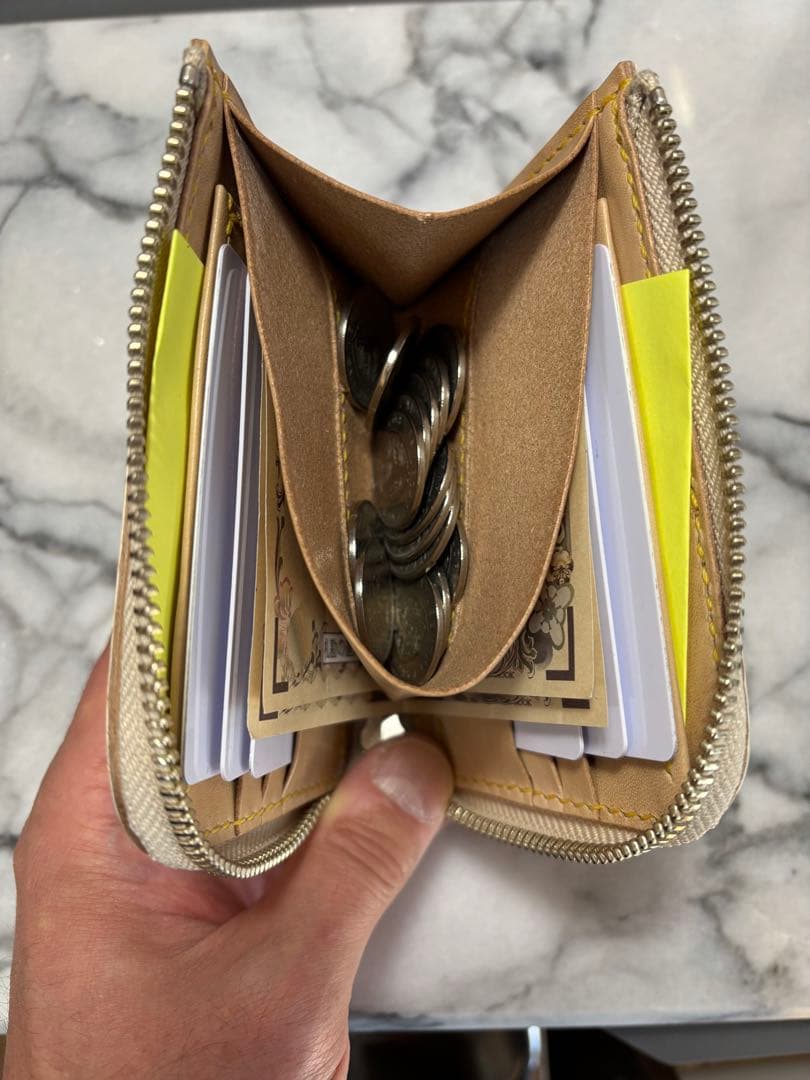 パイソン革L字ファスナーウォレット(イエロー)