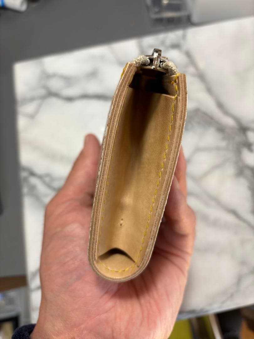 パイソン革L字ファスナーウォレット(イエロー)