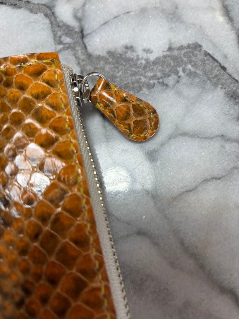 パイソン革L字ファスナーウォレット(イエロー)