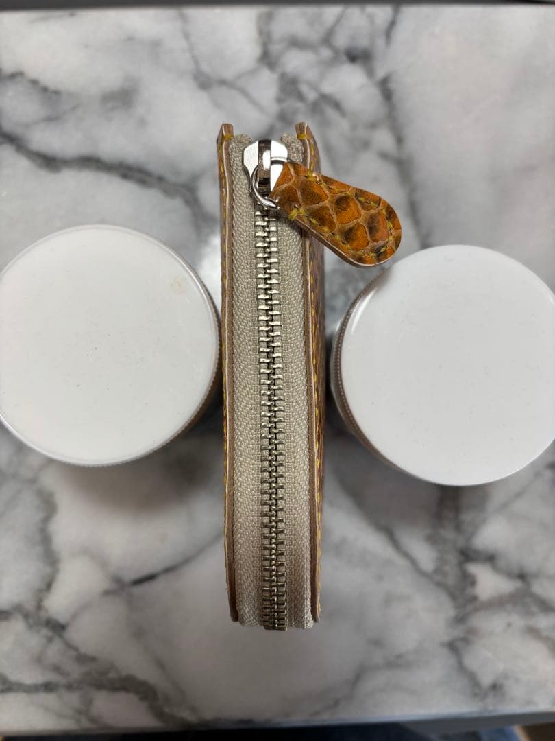 パイソン革L字ファスナーウォレット(イエロー)