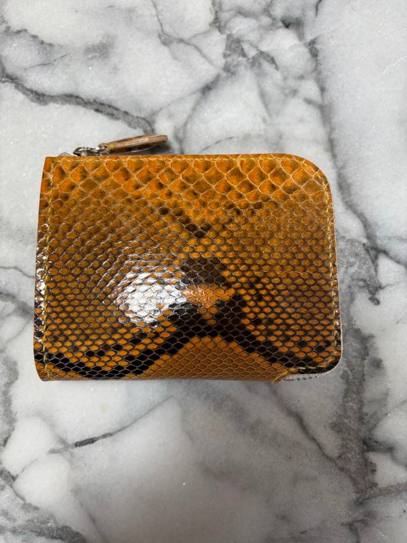 パイソン革L字ファスナーウォレット(イエロー)