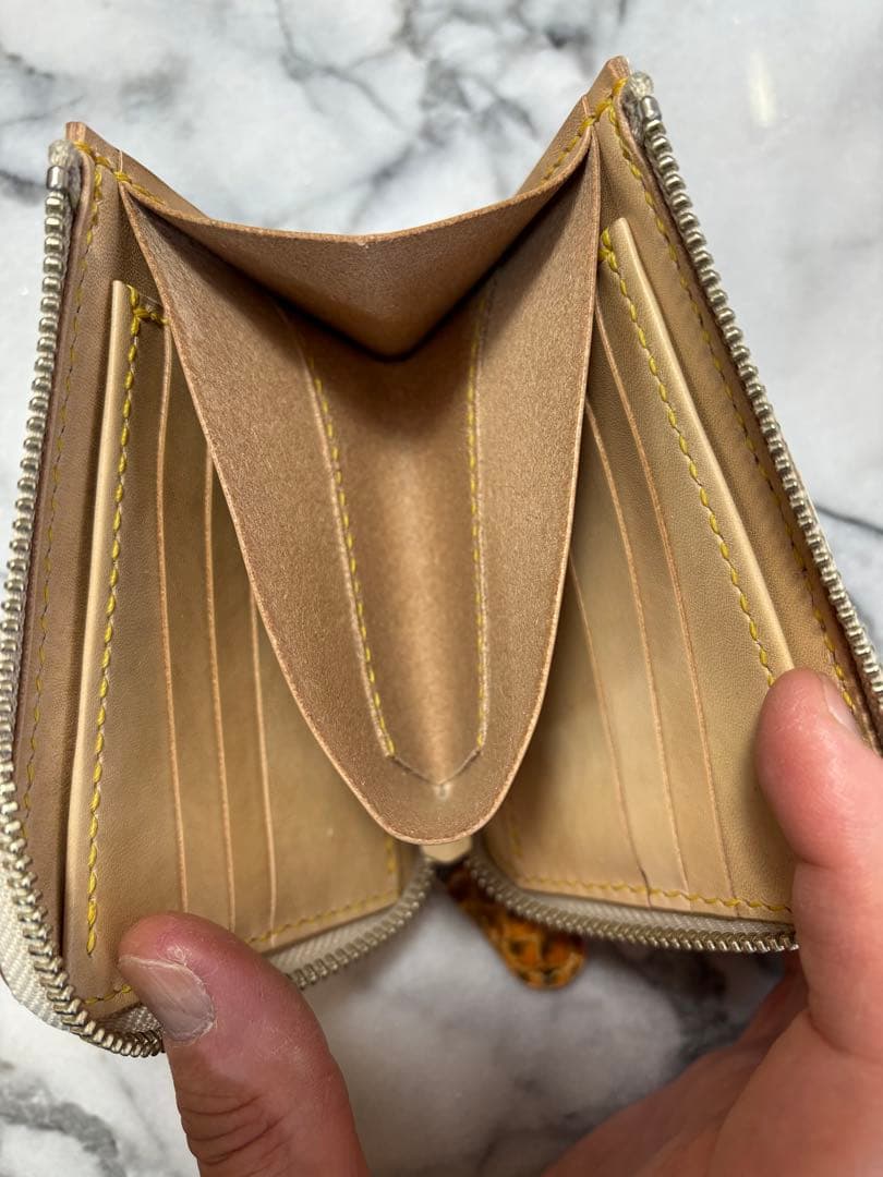 パイソン革L字ファスナーウォレット(イエロー)