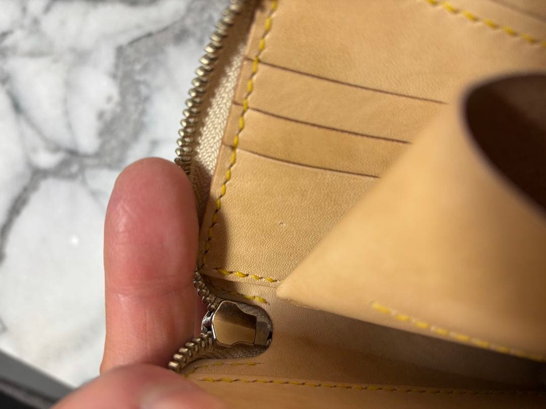 パイソン革L字ファスナーウォレット(イエロー)