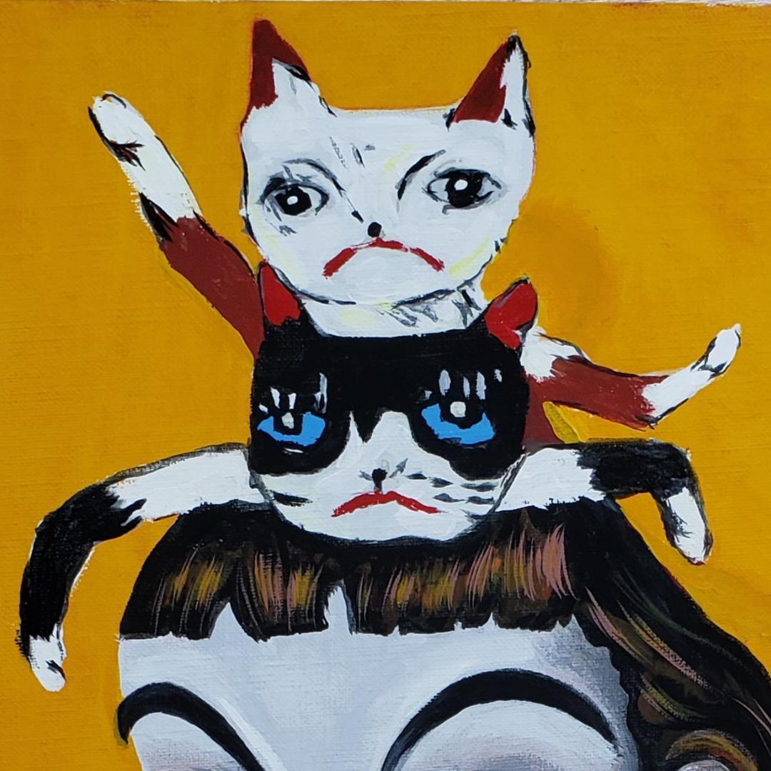 模写】◇金子國義 『猫の帽子』油彩 F6号 金子国義◇検）松本零士 高塚