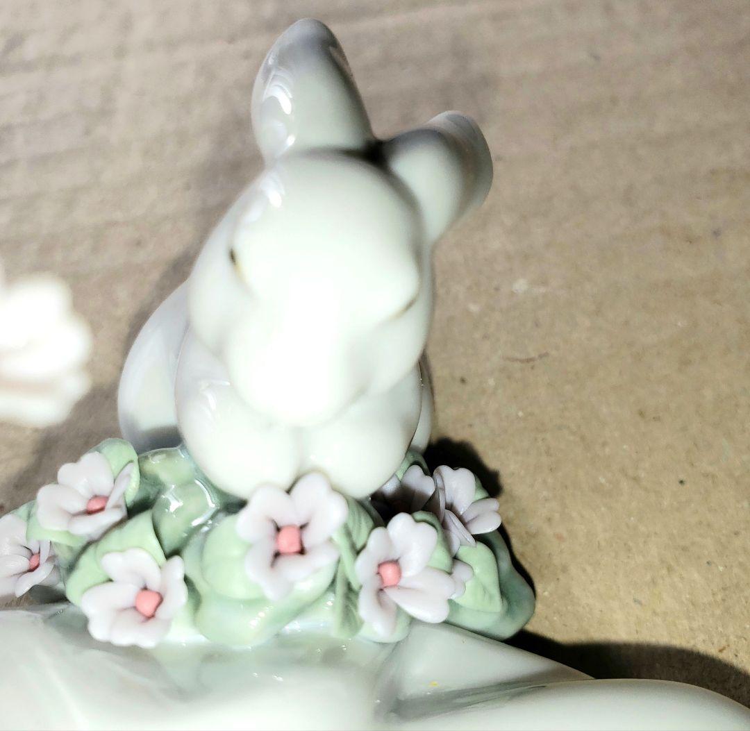 リヤドロ人形　うさぎと仲良し　(元箱付き)　製造終了品　メモパッド付き