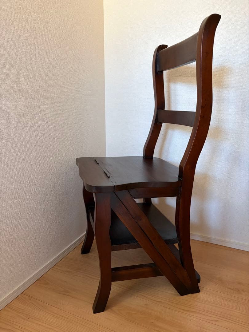 レア☆ヴィンテージ マホガニー 無垢材 ステップ チェア 踏み台 木製