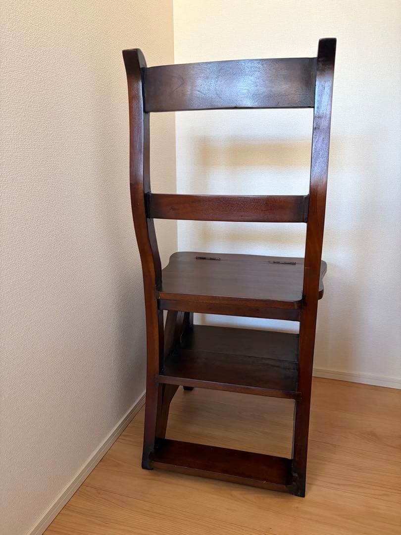 レア☆ヴィンテージ マホガニー 無垢材 ステップ チェア 踏み台 木製