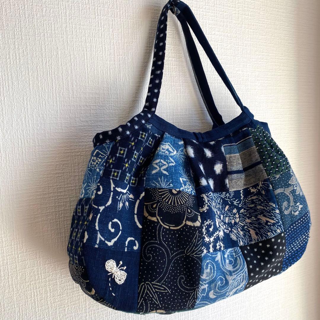 古布 襤褸 刺し子 パッチワークバッグ｜一点もの ハンドメイド 藍染 手仕事