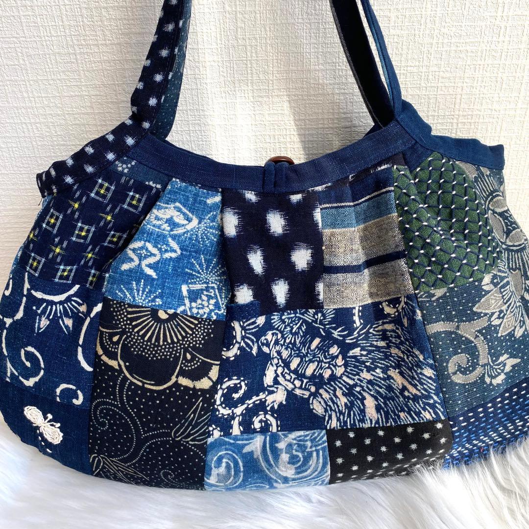 古布 襤褸 刺し子 パッチワークバッグ｜一点もの ハンドメイド 藍染 手仕事