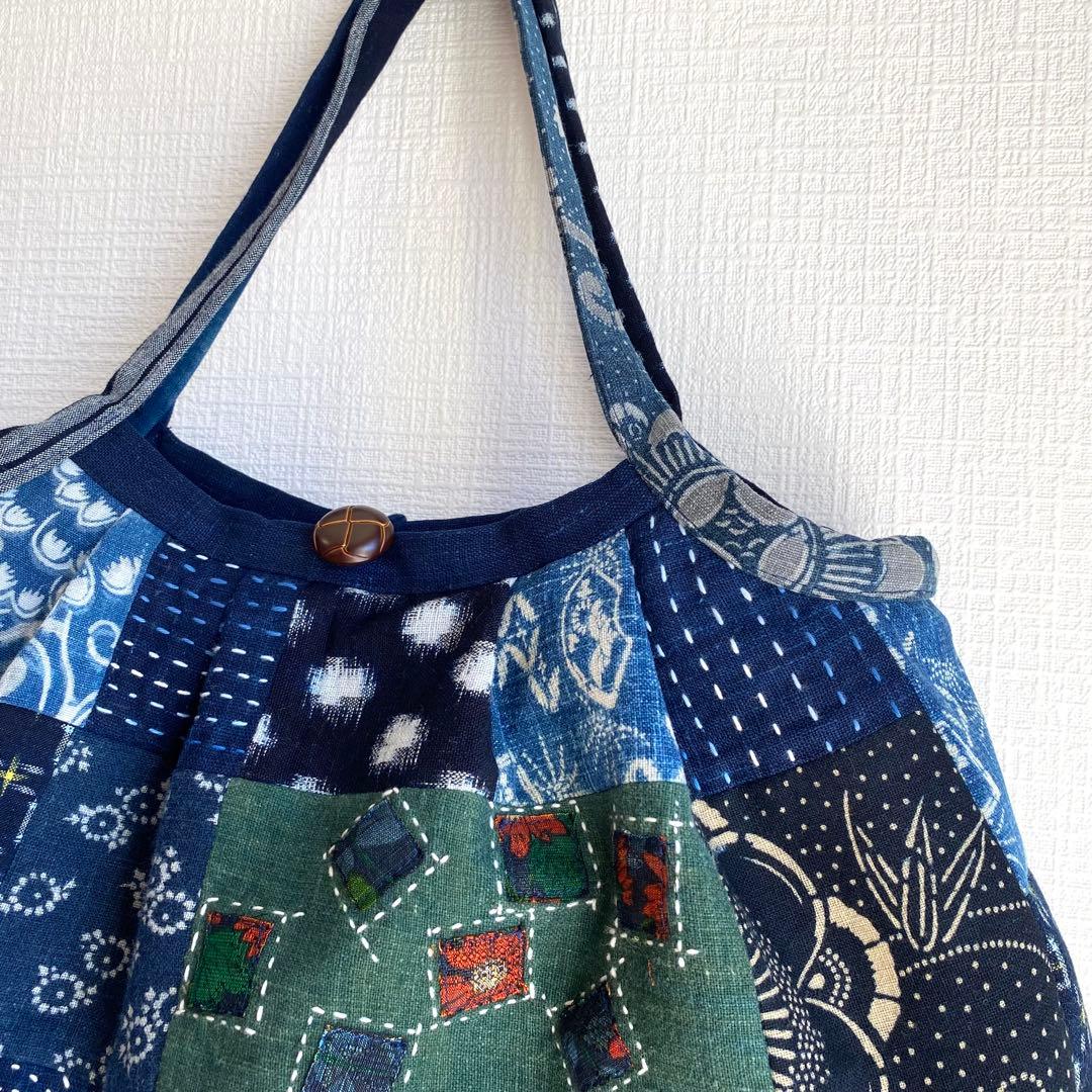 古布 襤褸 刺し子 パッチワークバッグ｜一点もの ハンドメイド 藍染 手仕事