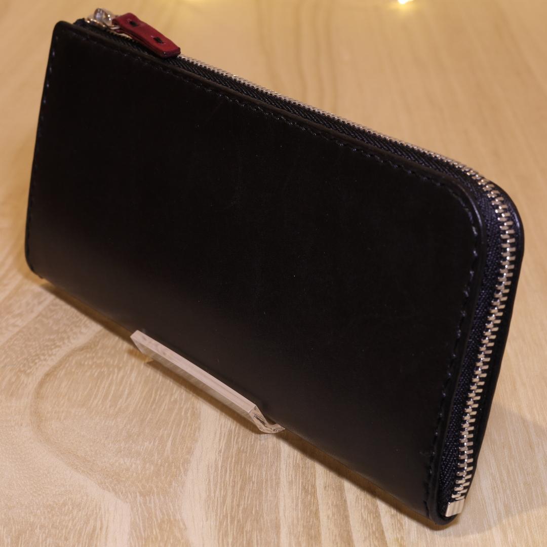 【@rpa】新品　L字ファスナーウォレット　黒　長財布　本革　エクセラ