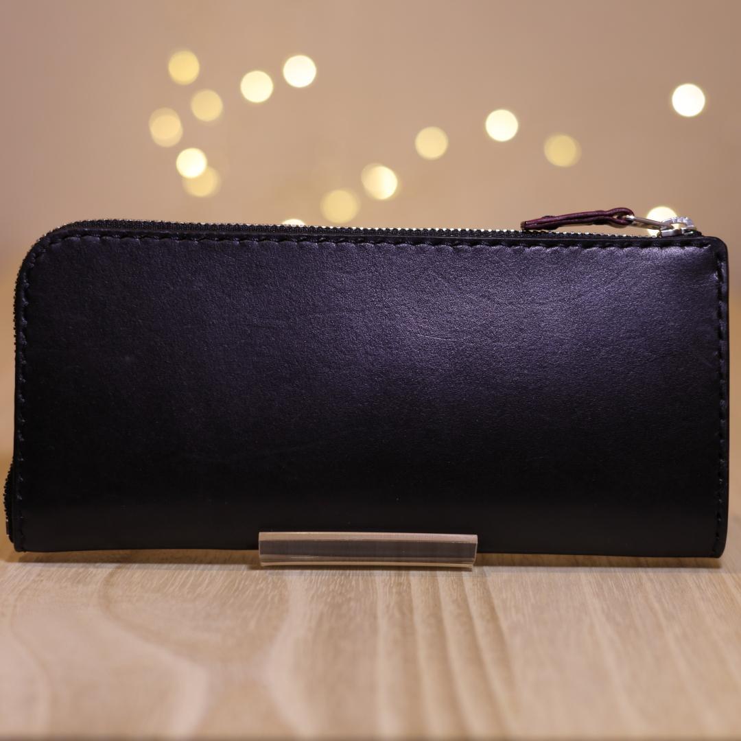 【@rpa】新品　L字ファスナーウォレット　黒　長財布　本革　エクセラ