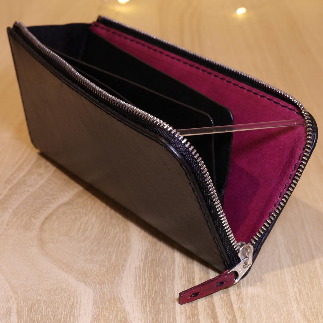 【@rpa】新品　L字ファスナーウォレット　黒　長財布　本革　エクセラ