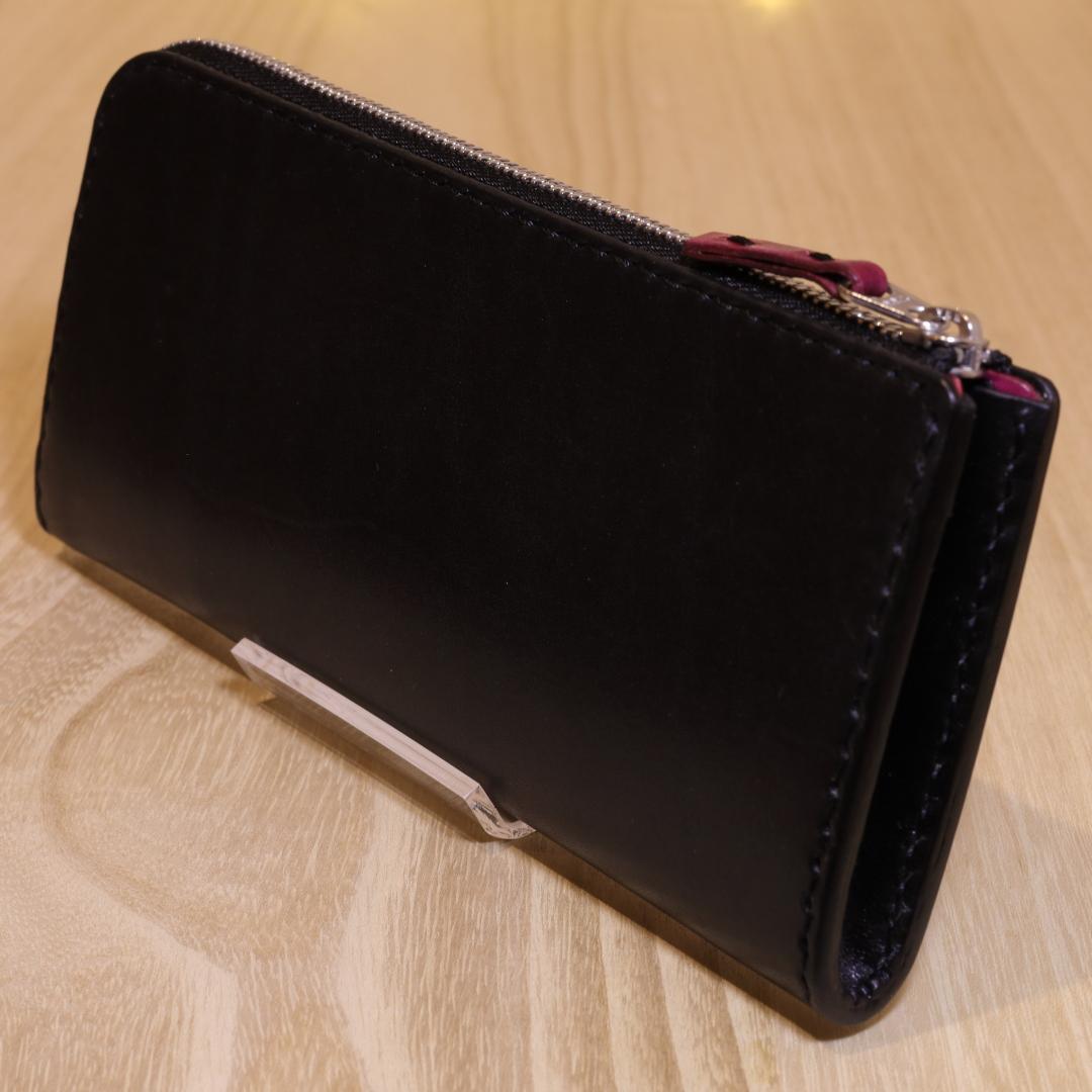 【@rpa】新品　L字ファスナーウォレット　黒　長財布　本革　エクセラ