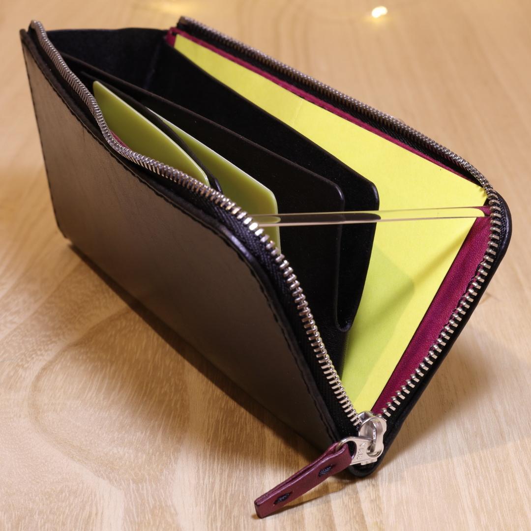 【@rpa】新品　L字ファスナーウォレット　黒　長財布　本革　エクセラ