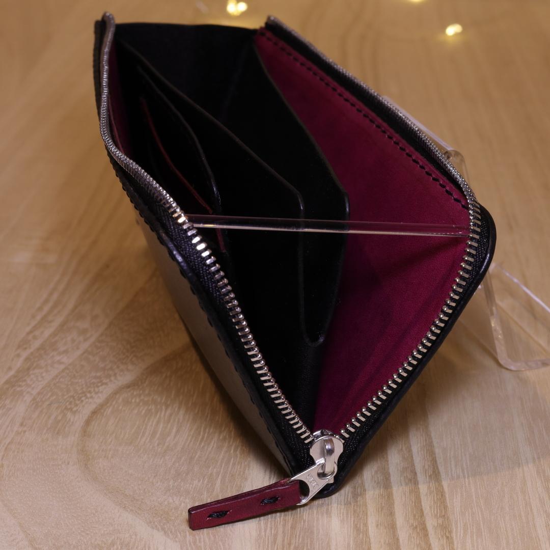 【@rpa】新品　L字ファスナーウォレット　黒　長財布　本革　エクセラ