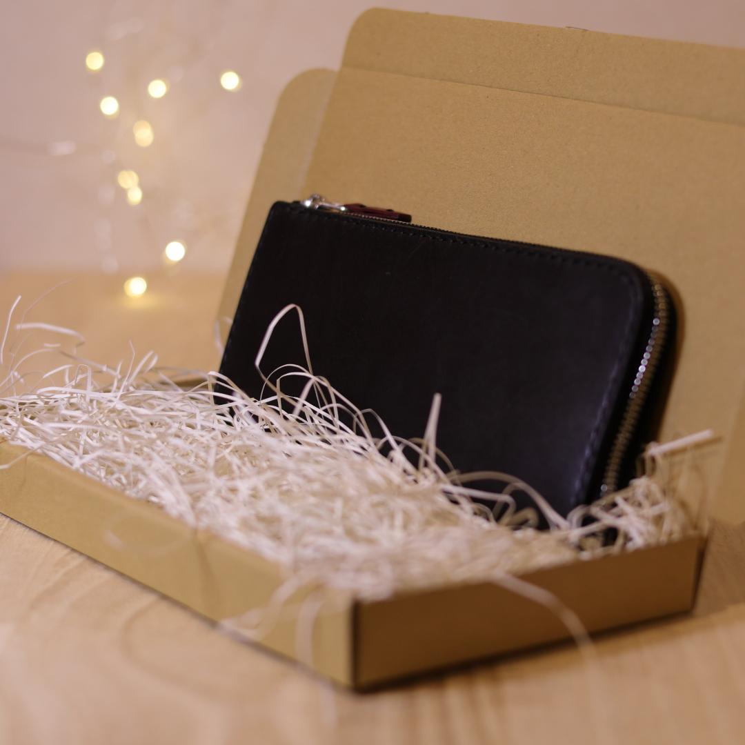 【@rpa】新品　L字ファスナーウォレット　黒　長財布　本革　エクセラ