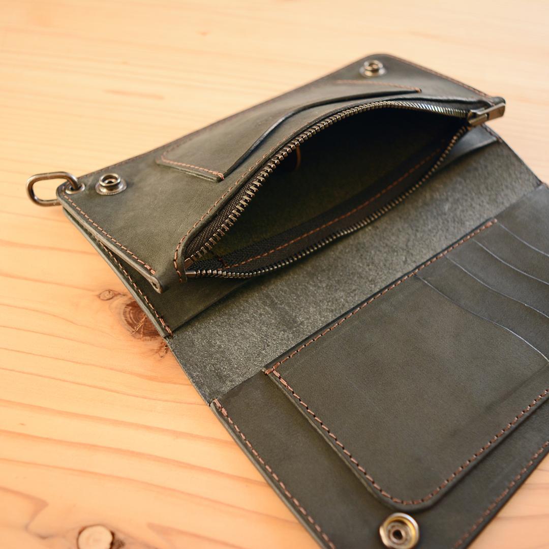 育てる艶革 ロング トラッカーウォレット イタリアンレザー